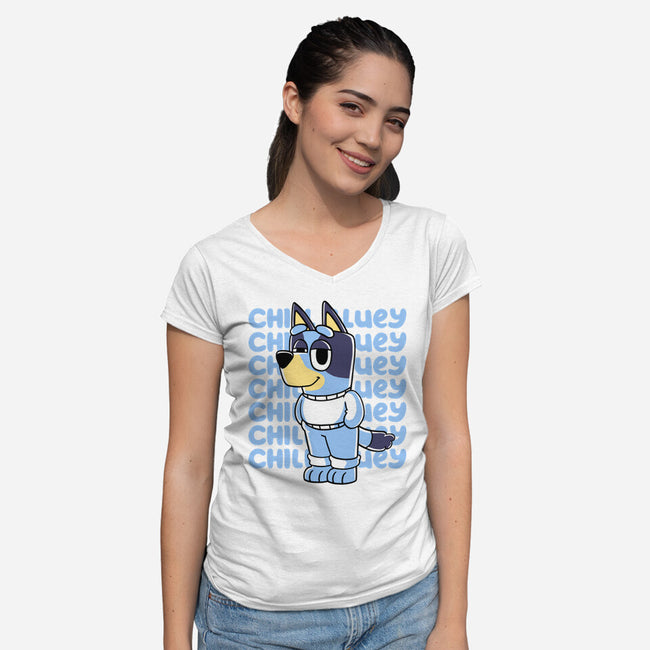 Chill Blue Heeler-Womens-V-Neck-Tee-estudiofitas