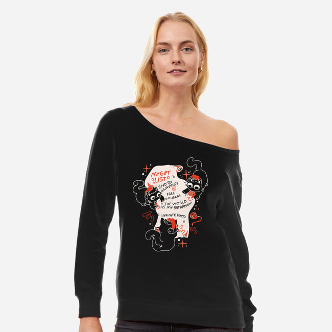 My Gift List-Womens-Off Shoulder-Sweatshirt-yumie