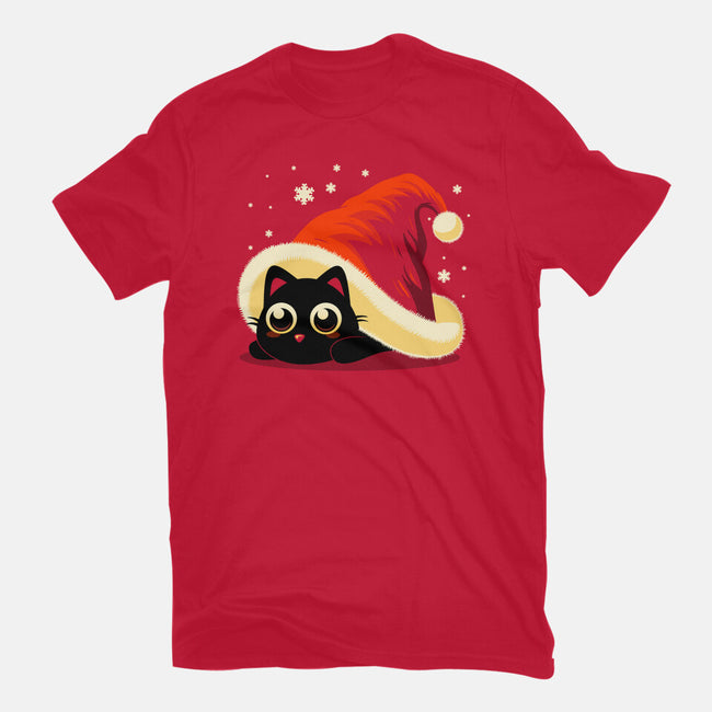 Kitty Xmas Hat-Mens-Heavyweight-Tee-erion_designs