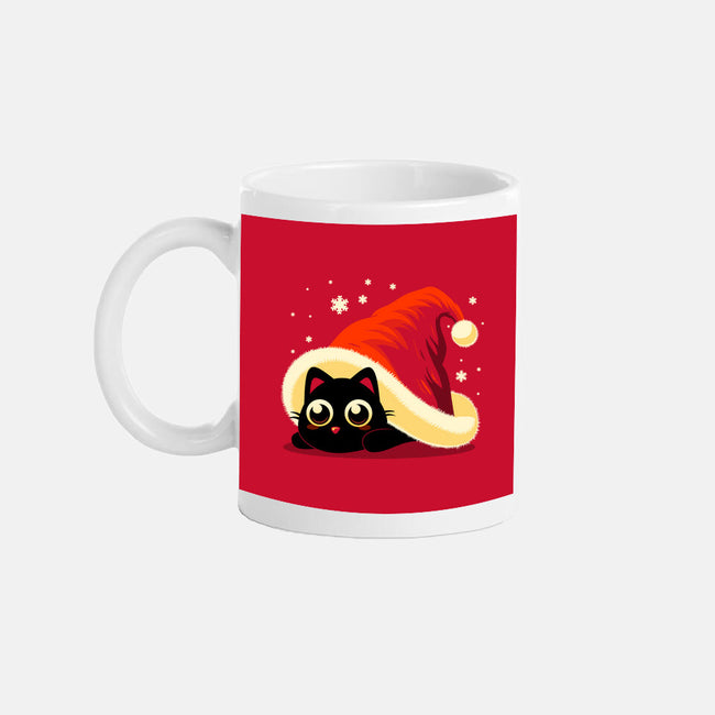 Kitty Xmas Hat-None-Mug-Drinkware-erion_designs