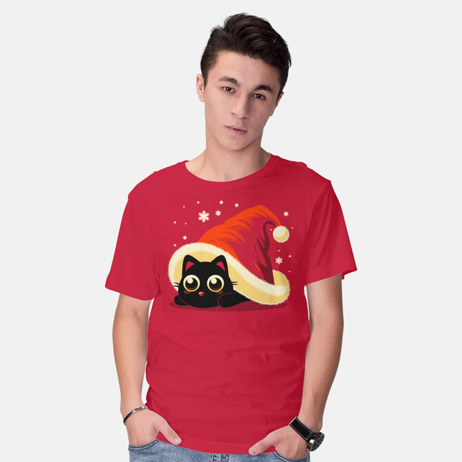 Kitty Xmas Hat-Mens-Basic-Tee-erion_designs