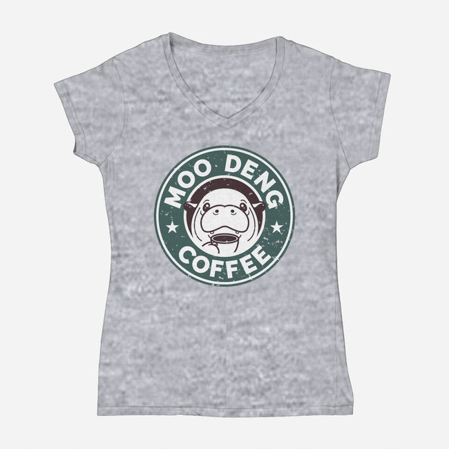 Moo Deng Coffee-Womens-V-Neck-Tee-retrodivision