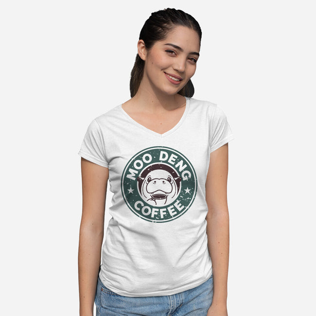 Moo Deng Coffee-Womens-V-Neck-Tee-retrodivision