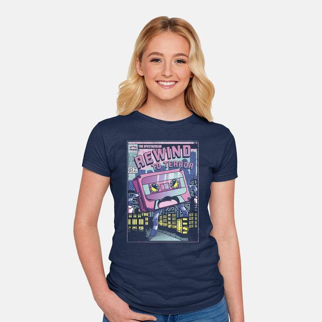 Rewind To Terror-Womens-Fitted-Tee-Donnie