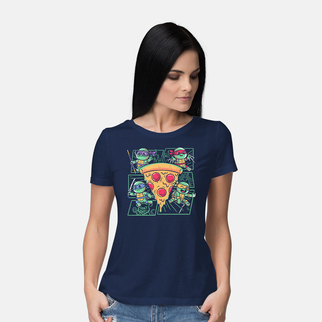 Turtle Mini Ninjas Together-Womens-Basic-Tee-estudiofitas