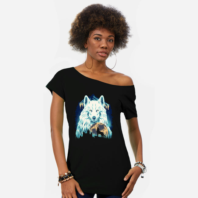 Snow Wolf-Womens-Off Shoulder-Tee-rmatix