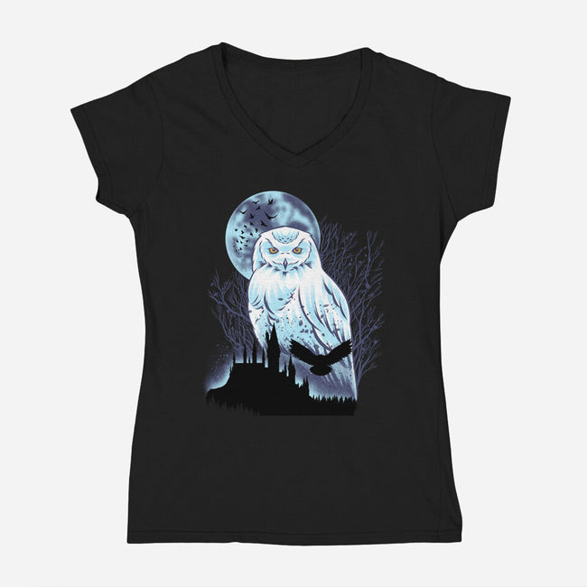 Snowy Owl-Womens-V-Neck-Tee-rmatix