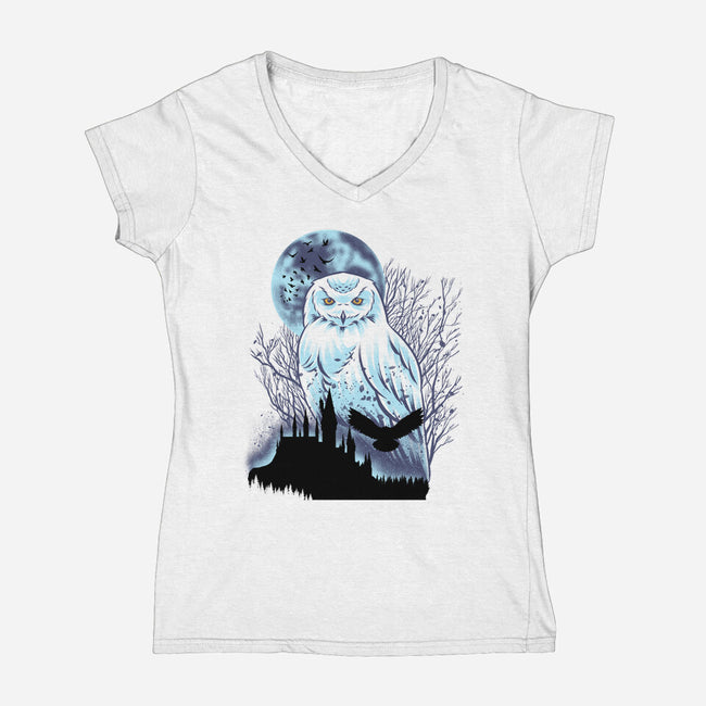 Snowy Owl-Womens-V-Neck-Tee-rmatix