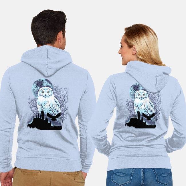 Snowy Owl-Unisex-Zip-Up-Sweatshirt-rmatix