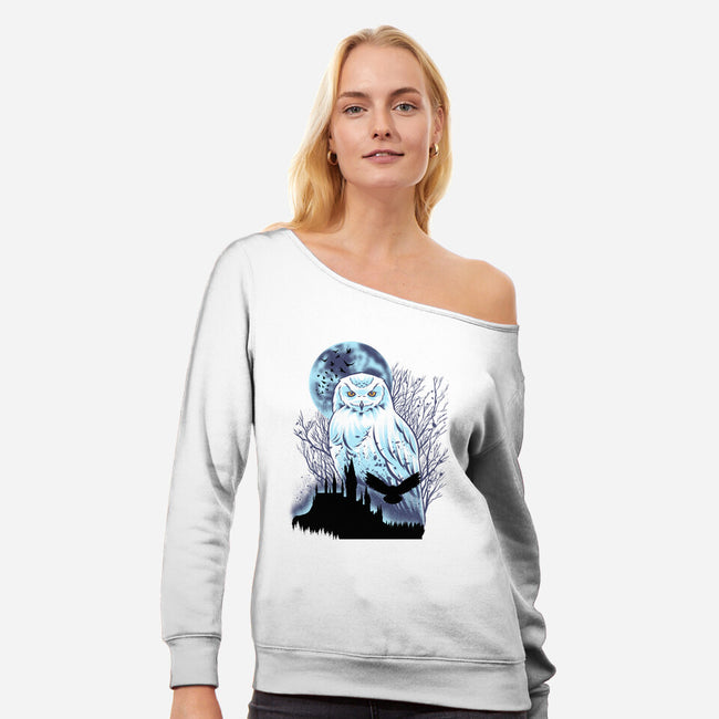 Snowy Owl-Womens-Off Shoulder-Sweatshirt-rmatix