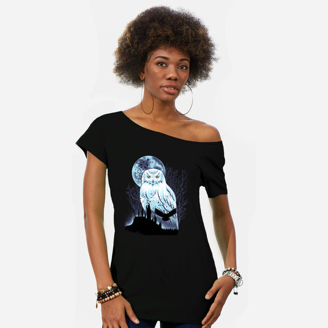 Snowy Owl-Womens-Off Shoulder-Tee-rmatix