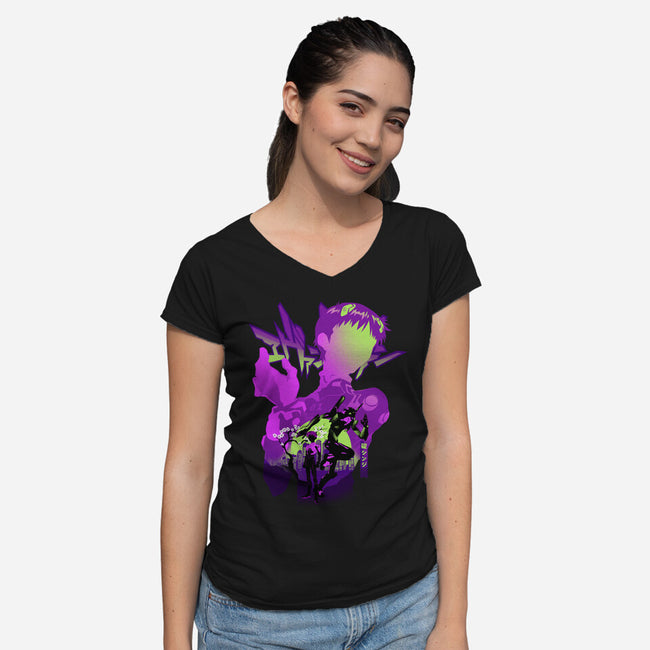 Shinji Silhouette-Womens-V-Neck-Tee-hypertwenty