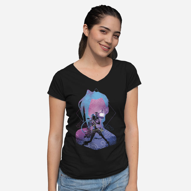 Soul Of The SuperRocket-Womens-V-Neck-Tee-Donnie