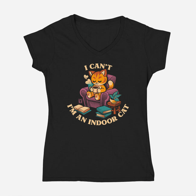 I'm An Indoor Cat-Womens-V-Neck-Tee-worlddominationforcats