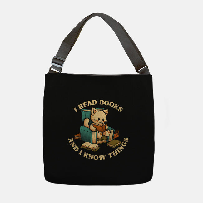 I Read Books And I Meow Things-None-Adjustable Tote-Bag-worlddominationforcats