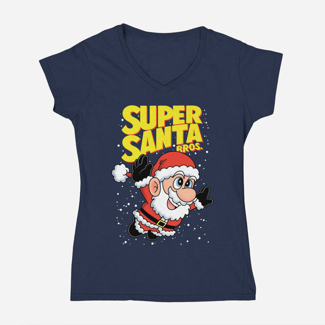 Super Santa Bros-Womens-V-Neck-Tee-Barbadifuoco