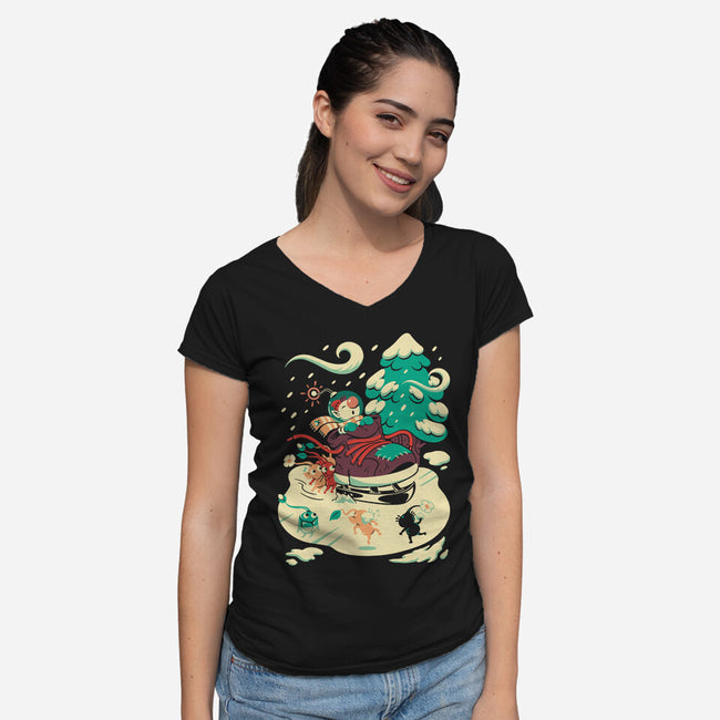 Tiny Winter-Womens-V-Neck-Tee-Henrique Torres