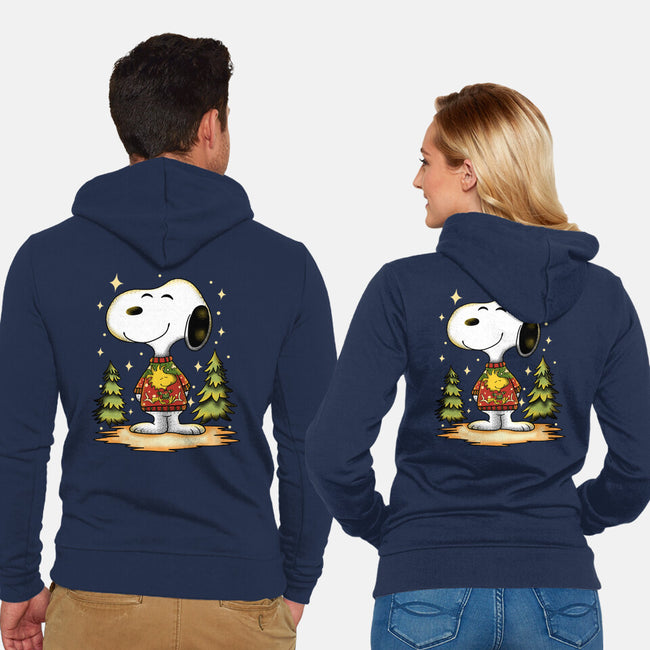 Snoopy's Cozy Christmas-Unisex-Zip-Up-Sweatshirt-JamesQJO