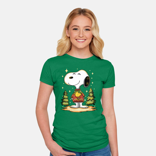 Snoopy's Cozy Christmas-Womens-Fitted-Tee-JamesQJO
