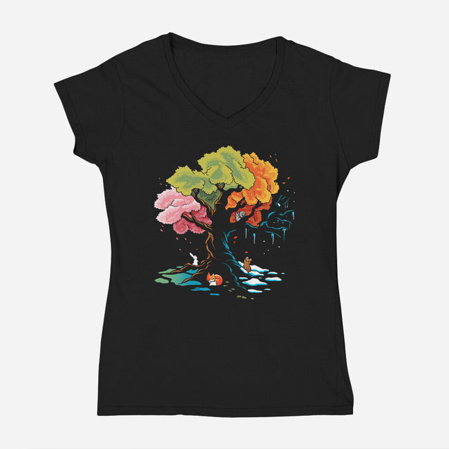 Season Tree-Womens-V-Neck-Tee-Vallina84