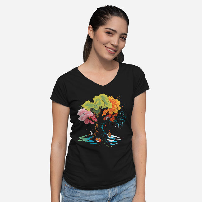 Season Tree-Womens-V-Neck-Tee-Vallina84