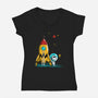 Space Explorer-Womens-V-Neck-Tee-kharmazero