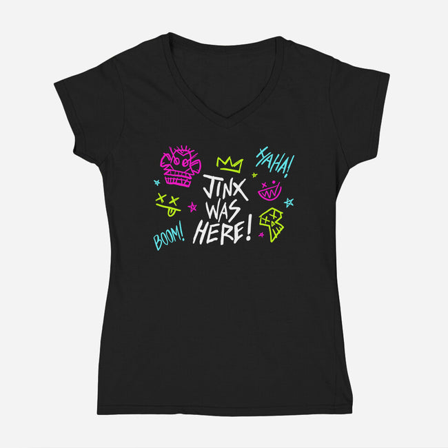 Jinx Doodles-Womens-V-Neck-Tee-Mushita