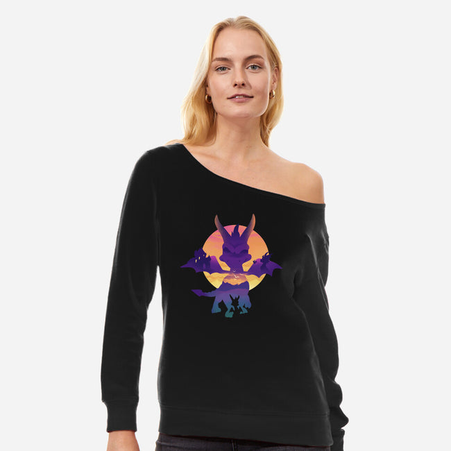 Purple Dragon-Womens-Off Shoulder-Sweatshirt-dandingeroz