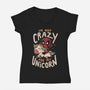 I'm Not Crazy Ask My Unicorn-Womens-V-Neck-Tee-Arigatees