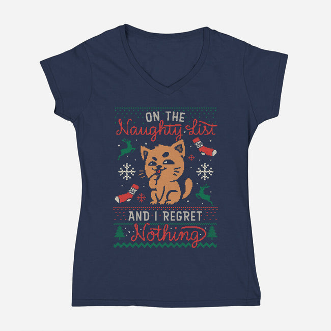 On The Naughty List-Womens-V-Neck-Tee-eduely