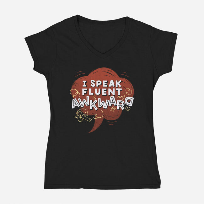 I Speak Fluent Awkward-Womens-V-Neck-Tee-koalastudio