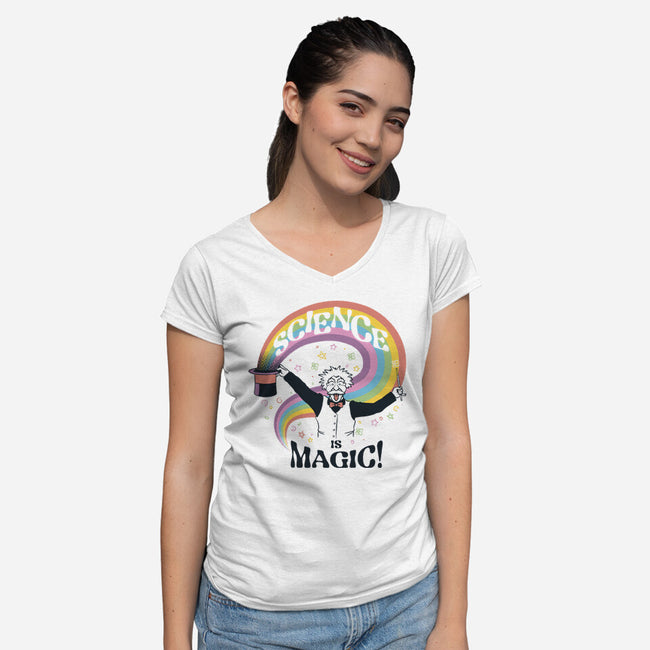 Science Is Magic Einstein-Womens-V-Neck-Tee-tobefonseca