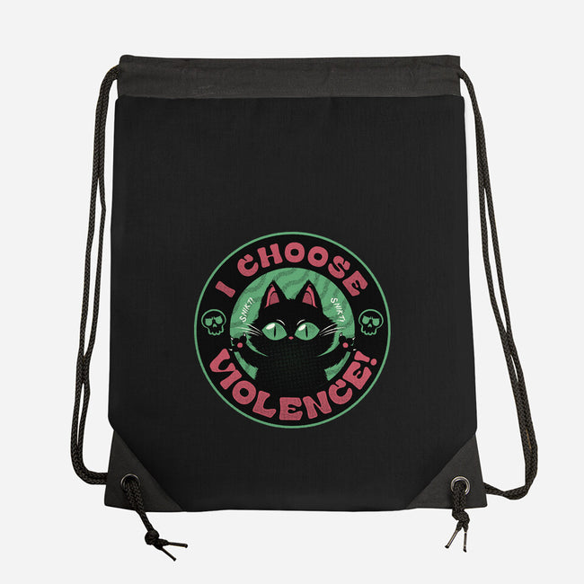 I Choose Violence Funny Cat-None-Drawstring-Bag-tobefonseca