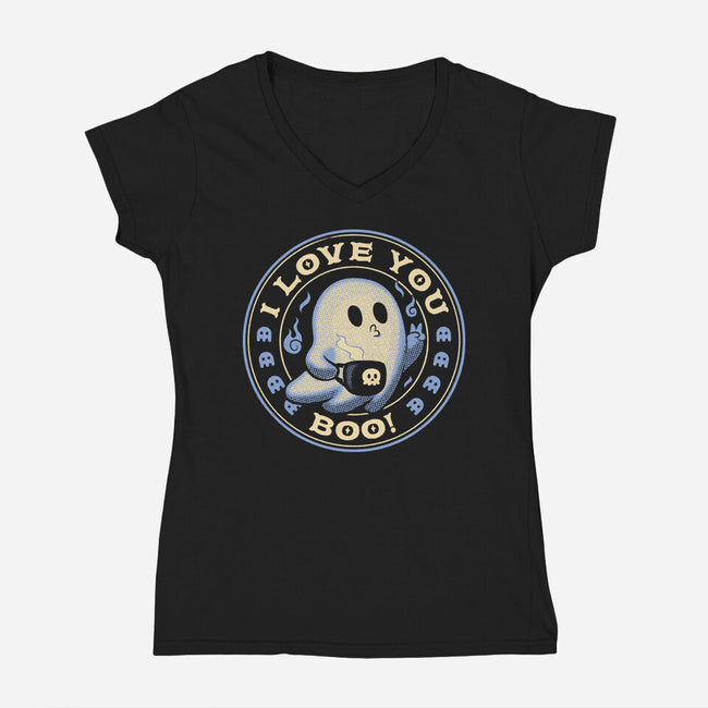 I Love You Boo Funny Ghost-Womens-V-Neck-Tee-tobefonseca