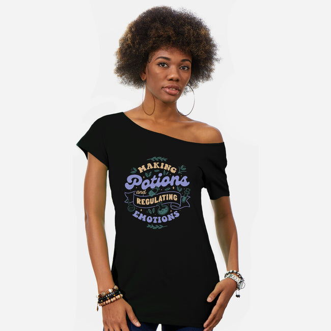 Making Potions And Regulating Emotions-Womens-Off Shoulder-Tee-tobefonseca