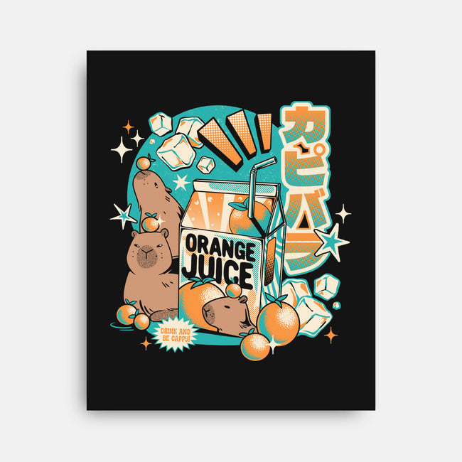 Capybara Japanese Orange Juice-None-Stretched-Canvas-tobefonseca