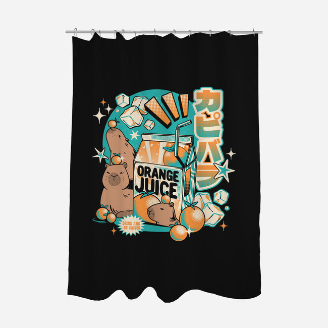 Capybara Japanese Orange Juice-None-Polyester-Shower Curtain-tobefonseca