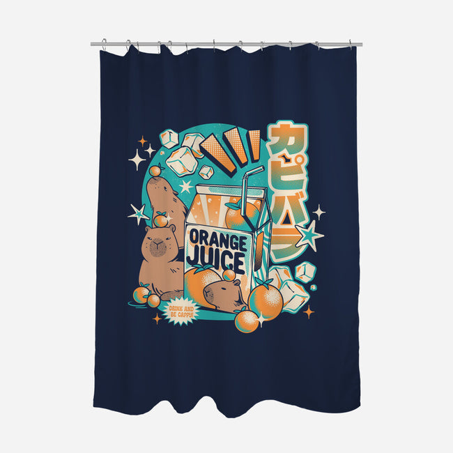 Capybara Japanese Orange Juice-None-Polyester-Shower Curtain-tobefonseca