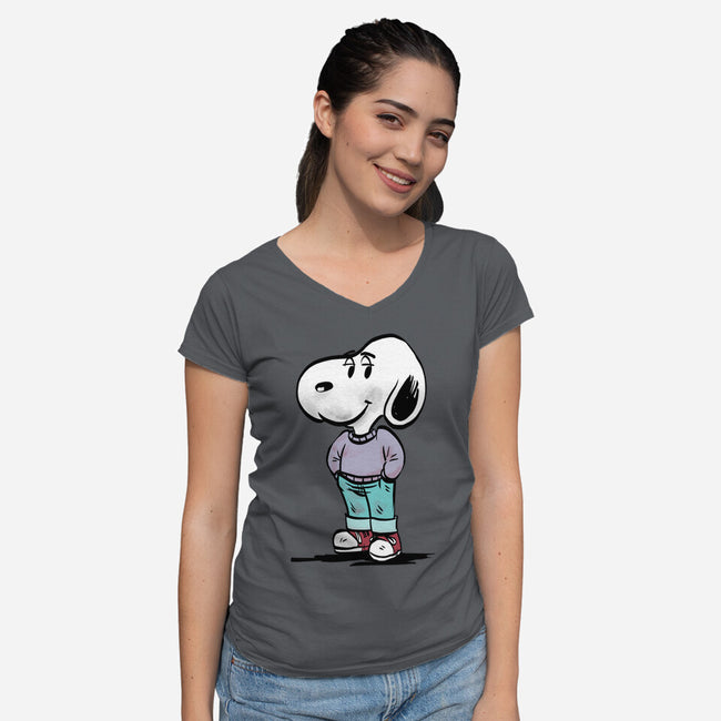 A Chill Beagle-Womens-V-Neck-Tee-zascanauta