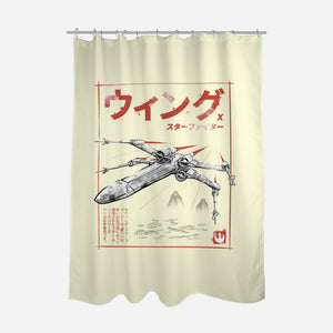 X-Wing Sumi-E-None-Polyester-Shower Curtain-Astrobot Invention