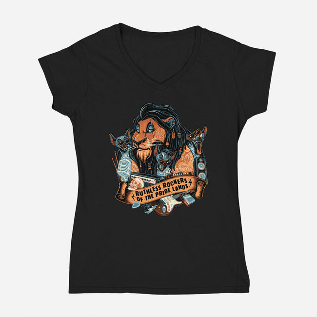 Ruthless Rockers-Womens-V-Neck-Tee-glitchygorilla