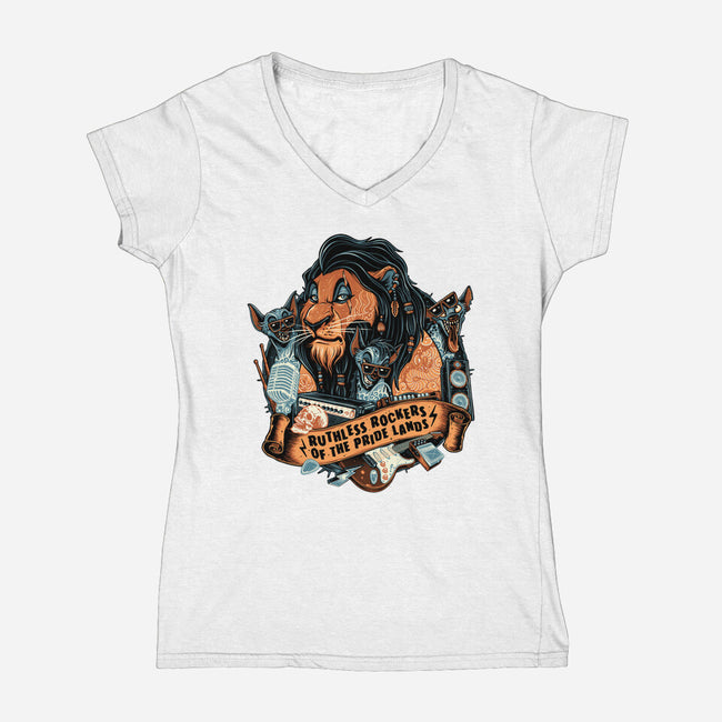 Ruthless Rockers-Womens-V-Neck-Tee-glitchygorilla