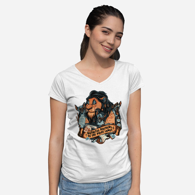 Ruthless Rockers-Womens-V-Neck-Tee-glitchygorilla