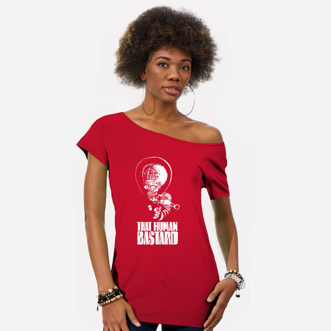 That Human Bastard-Womens-Off Shoulder-Tee-zascanauta