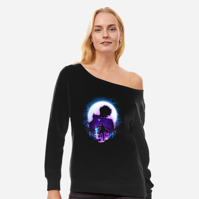 Stronger Hunter-Womens-Off Shoulder-Sweatshirt-dandingeroz