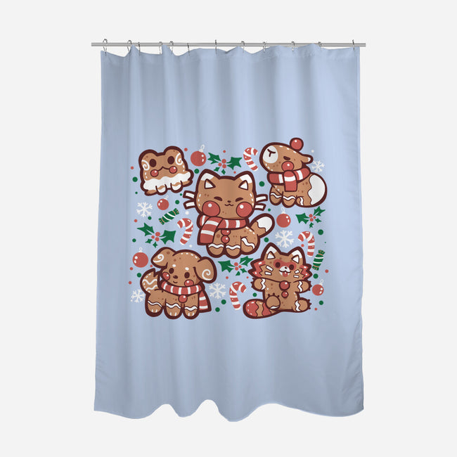 Gingerbread Animals-None-Polyester-Shower Curtain-TechraNova