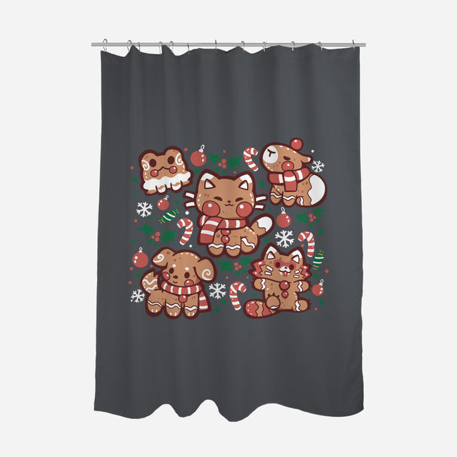 Gingerbread Animals-None-Polyester-Shower Curtain-TechraNova