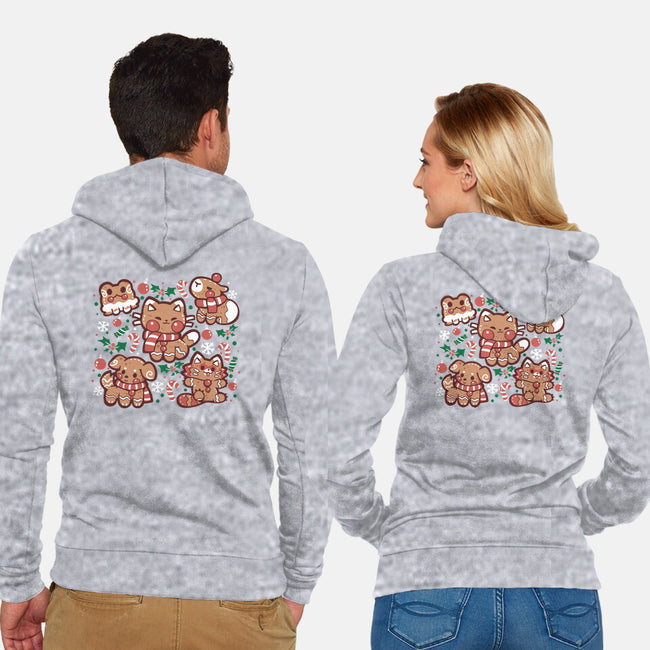 Gingerbread Animals-Unisex-Zip-Up-Sweatshirt-TechraNova