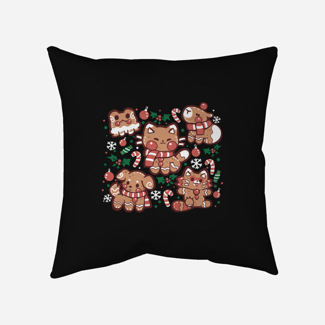 Gingerbread Animals-None-Removable Cover w Insert-Throw Pillow-TechraNova