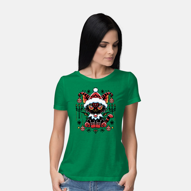 Black Cat Xmas-Womens-Basic-Tee-Andriu